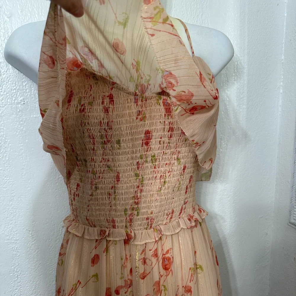 PAIGE KALANI FLORAL maxi Orange AFTERGLOW DRESS size XS - Picture 4 of 8